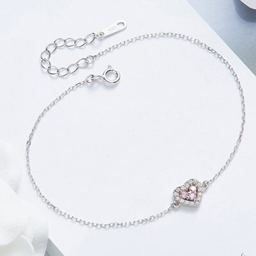 現貨+預購 925純銀手鍊鋯石手環-鏤空愛心簡約大方聖誕節情人節生日禮物女飾品73qh83【獨家進口】【米蘭精品】