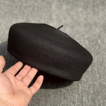 細密有型韓版百搭草編薄款貝雷帽子女士日系南瓜帽春夏網紅英倫帽1入