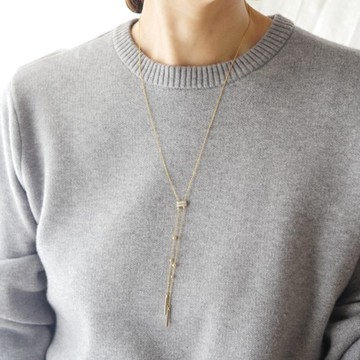 【適合金屬過敏體質】醫療級不鏽鋼、鋯石滑動式長項鍊 Y字長鍊 頸鍊