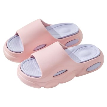 bebehome 超厚造型踩屎感拚色EVA軟底防滑耐磨拖鞋(粉色 39-40)  1入