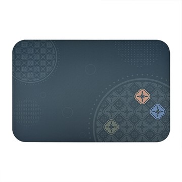 【怪獸】日竹門 軟式珪藻土吸水彩印地墊 海棠窗花系列(58x38cm) -海棠藍