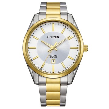 CITIZEN 星辰 簡約三針大鏡面金色石英腕錶 BI1036-57A 附提袋