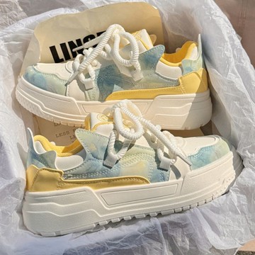 🔥台灣出貨🔥 奶fufu厚底小白鞋女鞋子百搭學生軟底闆鞋休閒運動鞋 運動鞋 女鞋  板鞋 平底鞋