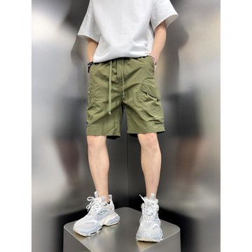 2025夏季冰絲速干短褲美式多口袋工裝五分褲潮流直筒涼感5分中褲