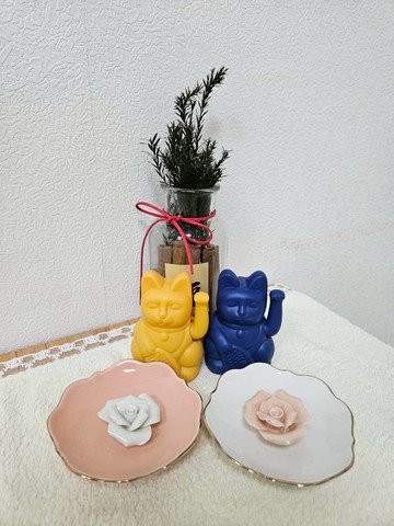 幸福買取??手飾收納花盤-白底粉花