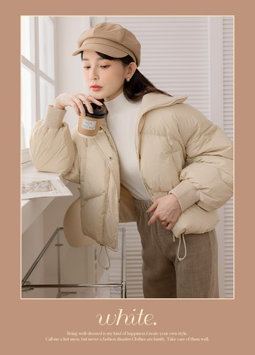 大地色立領針織上衣