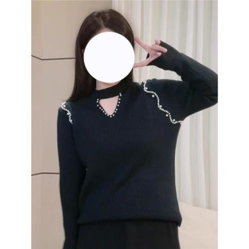 大碼重工釘珠鏤空針織毛衣秋季新款胖mm顯瘦內搭打底衫設計感上衣