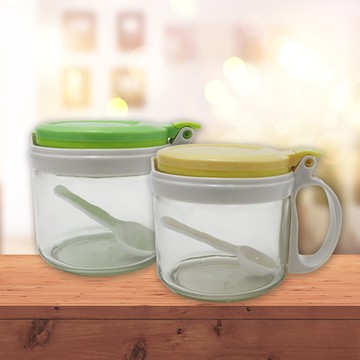 健康密封防潮玻璃調味盒-附匙-2組