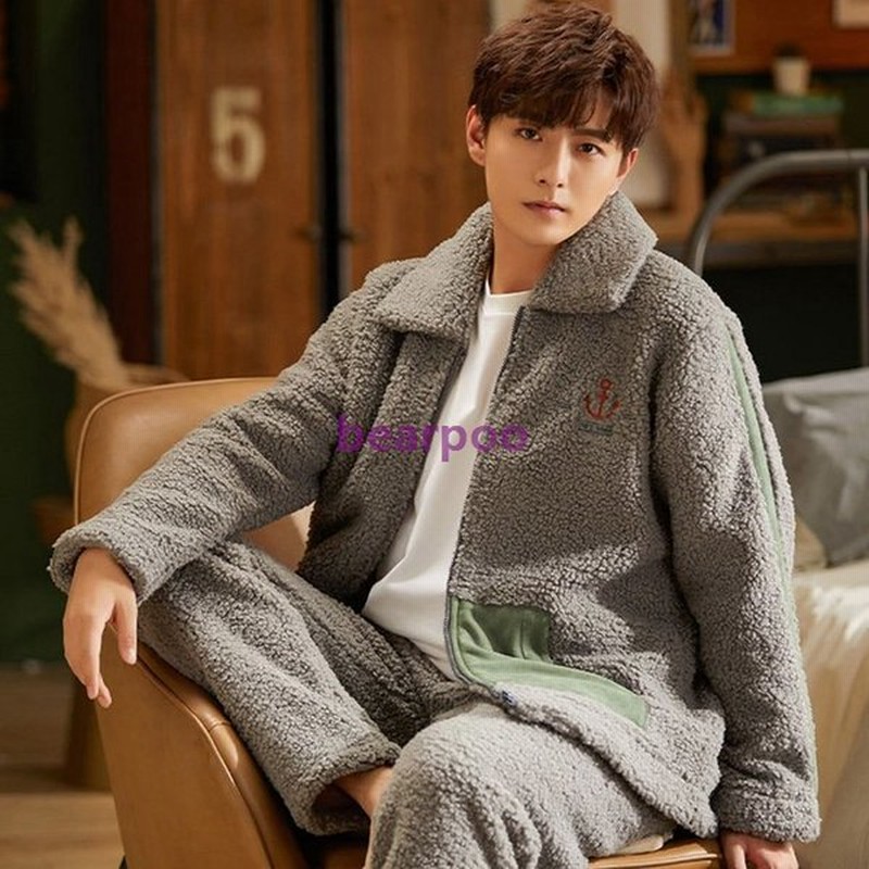 最新 21春新作 メンズ ジップアップ 超暖かい 裏ボア フェイクムートン ルームウェア 上下セット 真冬用 紳士用 超厚手 もこもこ 部屋着 防寒着 ナイトウェア 販売販売好調 Continuidadepodcast Com