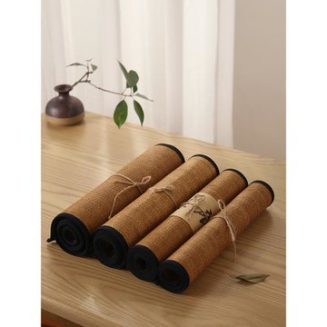 大漆竹編草編茶席手工竹席茶墊旗禪意高檔茶杯茶具竹墊茶道茶具零