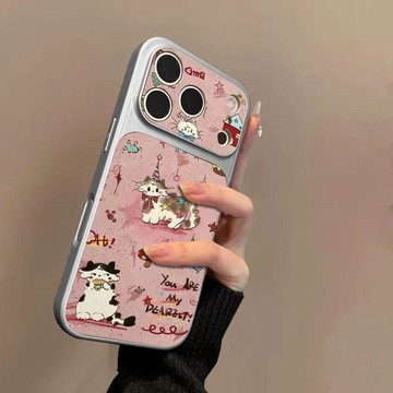 新款適用蘋果17PROMAX手機殼16/iPhone15PRO撞色小貓14Plus13皮紋