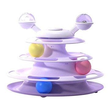 毛皇上 寵物玩具 四層貓轉盤 旋轉風車軌道盤 貓咪自嗨玩具 旋轉風車軌道盤 2個  芋香紫  1組