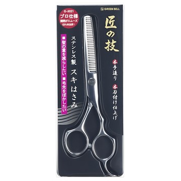 GREEN BELL 綠鐘 TakumiNoWaza 匠之技 台灣公司貨 不銹鋼打薄理髮剪刀 修髮量40-50% L(160mm)  1個  G-5021