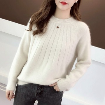 GOFO 毛衣 細軟包芯紗不刺膚 韓系顯瘦復古壓紋 簡約素面打底針織衫 長袖針織衫 冬季女生 長袖上衣 冬天衣著 女裝