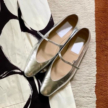 平底單鞋女2024春夏新款韓版復古尖頭真皮一字扣帶法式瑪麗珍鞋女