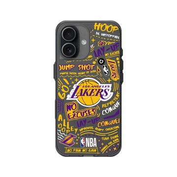 iPhone 17 Clear (相機按鈕) 酷墨灰 - NBA - 塗鴉系列-洛杉磯湖人 L.A. Lakers - Graffiti