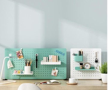 桌面洞洞板置物架免打孔可立式辦公室學習書桌辦公桌收納工位隔板