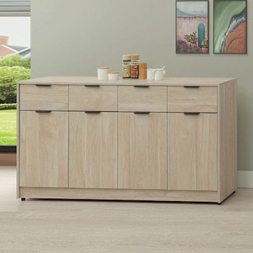 文創集 畢克爾5.3尺四門四抽低餐櫃-160x40x81cm免組