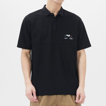 漢斯卡夏季翻領短袖polo衫男潮牌青少年潮流拼接商務休閑打底衫男