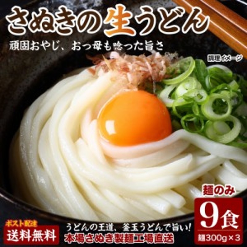 食品　麺のみ　お試し　送料無料　LINEショッピング　讃岐生うどん9食セット（300g(3食)×3袋）普通麺　期間限定　[ﾒｰﾙ便]　ポイント消化　通販　セール