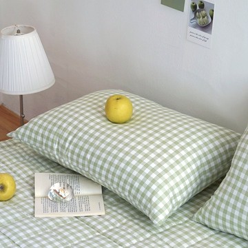 Lucid Sleep 韓國製柔軟夢幻格紋四季枕頭套  蘋果綠  2個  50 x 70 cm