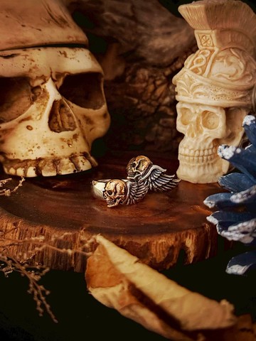 【骷髏系列】 飛行骷髏Flying skull/銀飾/925純銀/戒指 情人節