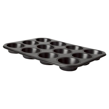 EXCELSA Classic 12格不沾瑪芬烤盤 35.5cm  1個  黑色