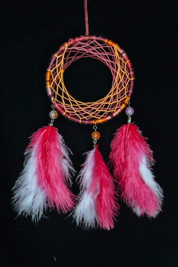 純手工捕夢網 Handmade Dreamcatcher－【編織月亮－粉紅紫橘】