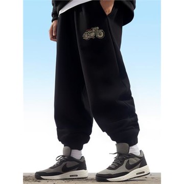 男士純棉衛褲休閑加肥加大碼寬松運動純棉長褲束腳褲秋冬加絨加厚