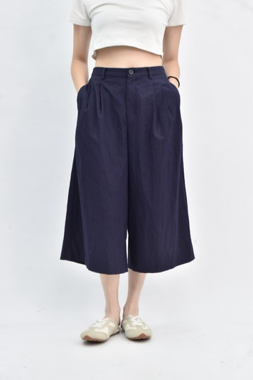 (S) uniqlo 高腰直筒七分藍色長褲