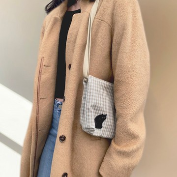 sneakystar手工氣質格紋側背三層包