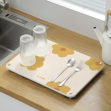 奶油小花硅藻泥吸水墊衛生間洗手臺置物架浴室洗漱臺臺面瀝水墊