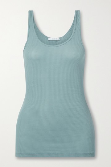 James Perse - The Daily Ribbed Stretch-supima Cotton Tank - Gray green - 0