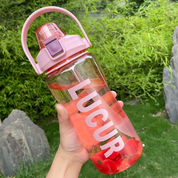 大容量水杯便攜耐高溫防摔女夏季帶吸管塑料杯子學生運動健身水壺