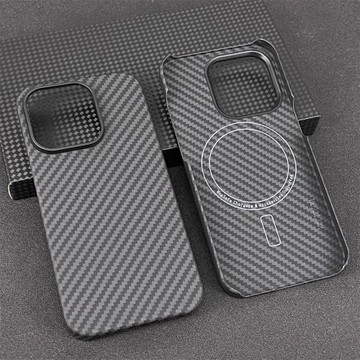 適用蘋果15pro凱夫拉14promax碳纖維手機殼14pro磁吸輕薄防摔保護套