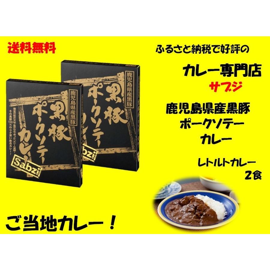 レトルトカレー カレー専門店 sabzi（サブジ） オリジナル レトルトカレー 黒豚ポークソテー カレー 180g×2食　(メール便発送) ポイント消化 セール