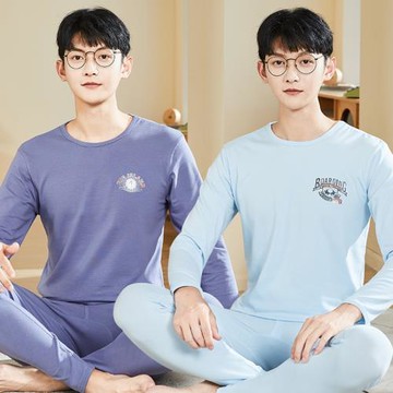 萊卡秋衣秋褲男青少年純棉套裝中大童學生秋冬內穿打底薄款棉毛衫