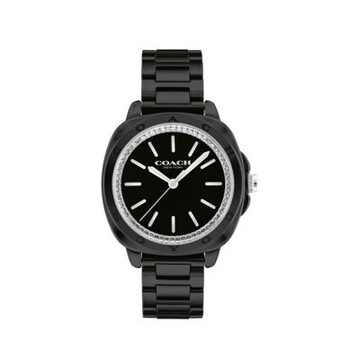 COACH 官方授權 紐約 黑色陶瓷晶鑽錶-女錶(CO14504406)34mm