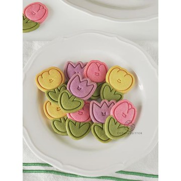 卡通笑臉郁金香餅干模具 表情包花朵曲奇模 寶寶輔食鮮花饅頭工具