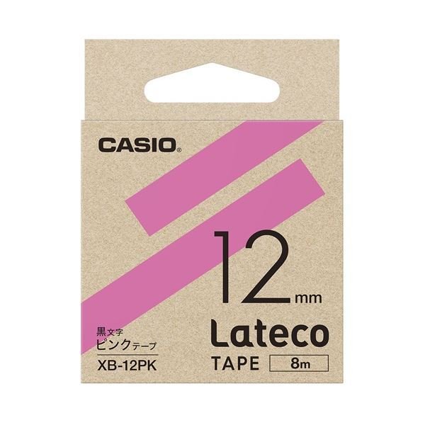 カシオ計算機 ラテコ専用テープXB-12PK ピンクに黒文字（×30セット）