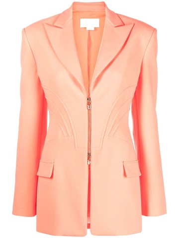 Genny - long-sleeve zip-up blazer - women - Polyester/Viscose/Elastane - 40 - Orange