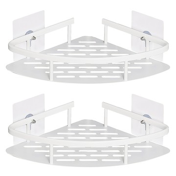 comet 黏貼式鋁製浴室轉角收納架  220 x 220 x 47mm  白色  2個