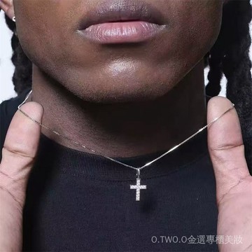 【臺灣出貨】歐美滿鑽十字架項鏈鎖骨鏈馬思唯衕款百搭經典複古男女嘻哈朋克風 RFNI
