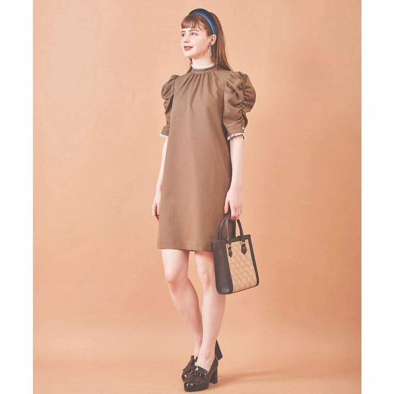 トランテアン ソン ドゥ モード 31 Sons De Mode チェック柄ミニワンピース キャメル 通販 Lineポイント最大get Lineショッピング