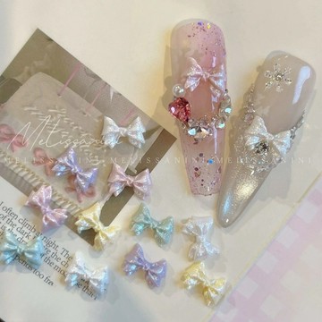 💗台灣出貨💗美甲網紅奶油蝴蝶結新款少女穿戴爆款飾品指甲樹脂立體裝飾配飾