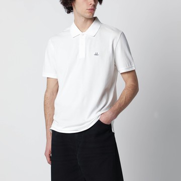 White polo shirt with logo patch