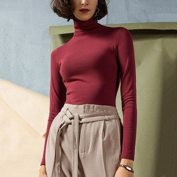 現貨+預購 長袖T恤打底衫-高領純色經典內搭女上衣12色73za6【獨家進口】【米蘭精品】