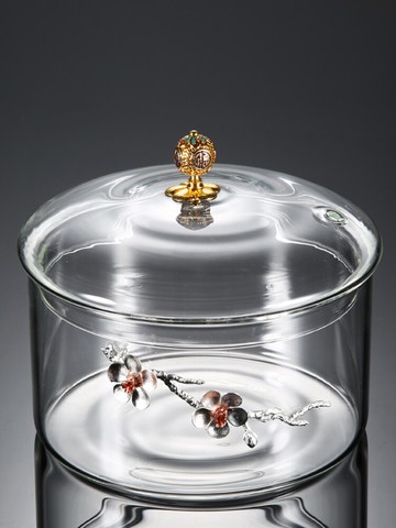 晟窯大號玻璃茶洗家用筆洗帶蓋茶具配件茶渣缸零配水盂建水杯洗