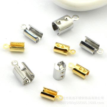 現貨（10個入）316不繡鋼繩夾 圓形帶點鋼山夾 手鏈繩夾頭 diy飾品配件