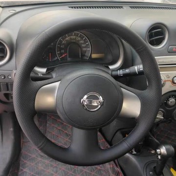 專用尼桑日產陽光瑪馳方向盤套保護套把四季通用手縫真皮翻毛皮女